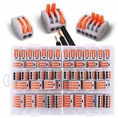 Conector eléctrico de 60 piezas con palanca de operación, solo 60 terminales de cableado de cable duro y blando (1/4)
