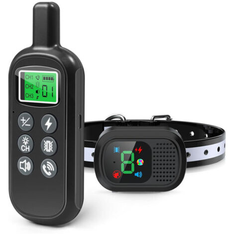 Collar de entrenamiento eléctrico para perros de 794 m de largo, habla con tu perro, incluye 3 modos de entrenamiento, pitido, vibración, descarga, collar antiladridos impermeable IPX7 (1/4)
