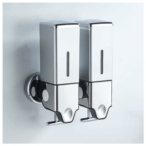 Dispensador de jabón de manos, ducha y loción de pared para baño, cocina, mercado, hotel, restaurante (1000 ml, plateado) (1/3)