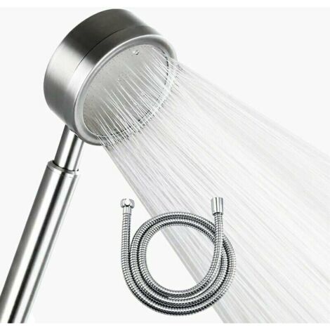 Cabezal de ducha a presión de acero inoxidable 304 y manguera de 1,5 m, cabezal de ducha ahorrador de agua, cabezal de ducha para baño (cabezal de ducha + manguera de 1,5 m) (1/4)