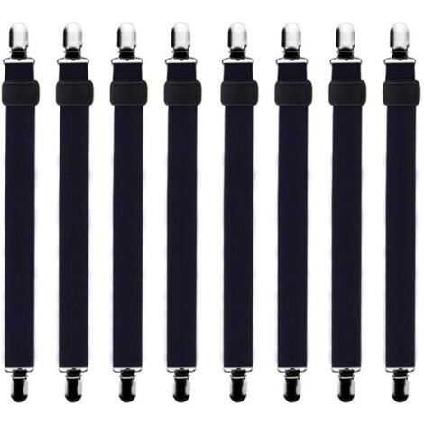 piezas (60 cm a 200 cm) correas ajustables para sábanas ajustables, correas de sujeción, adecuadas para todas las camas y colchones, color negro (1/4)