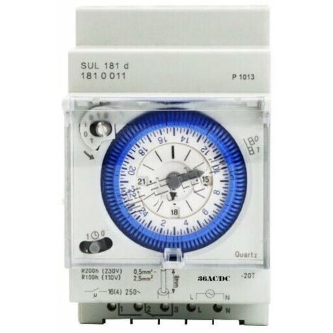 Temporizador analógico con motor síncrono y programa diario, temporizador, 12VAC/DC (1/4)