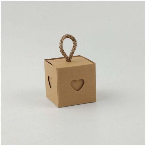 Caja de regalo (amarilla + amarilla), 50 unidades, para bodas, de cartón, vacía, mini caja de dulces kraft para chocolate, cumpleaños y San Valentín. (1/4)
