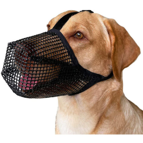 Bozal para perro, evita que muerda, coma o muerda, transpirable, reflectante y ajustable, antimordeduras (Negro-L) (1/4)