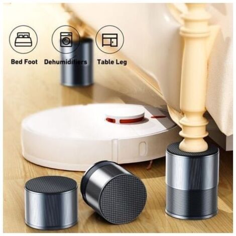 4 Elevadores Ajustables Muebles 6-8cm - Antideslizantes Con Abrazadera Rosca, Para Patas 10-50mm Cuadradas Y Redondas, Carga 500kg