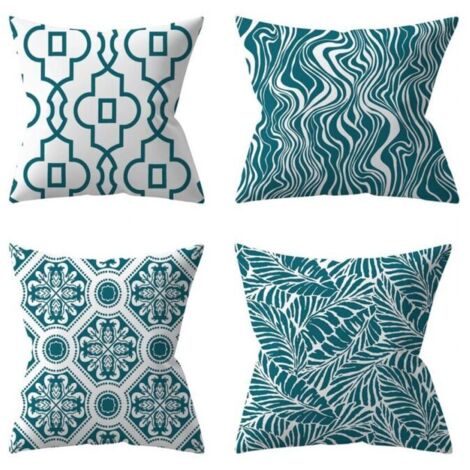 Fundas de cojín de exterior, planta verde, cojines decorativos de jardín (45 x 45 cm, turquesa) (1/4)