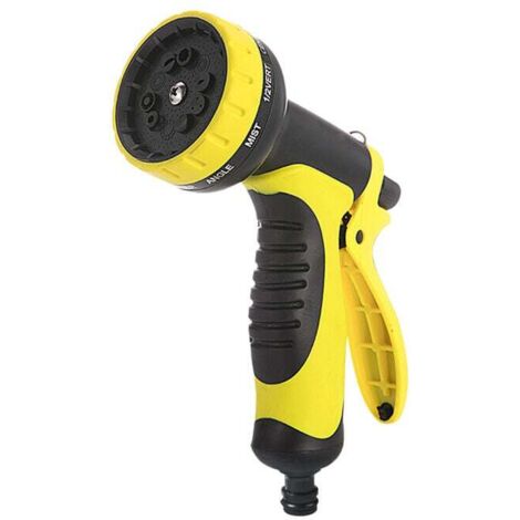Pistola rociadora de manguera, pistola rociadora de manguera de jardín de alta resistencia, boquilla de manguera de alta presión, rociador de mano de metal con 10 modos y control de flujo de agua, ide (1/4)