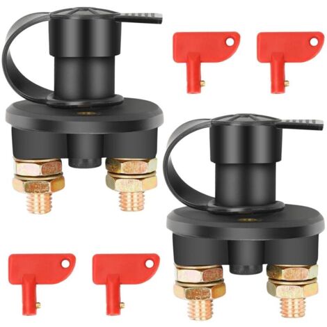Interruptor de protección de batería de 2 piezas, interruptor de desconexión de batería de 12 V/24 V, interruptor de encendido/apagado de batería de automóvil para yate, barco, camión, autobús, RV, au (1/4)