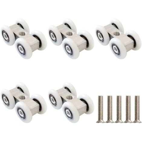 Rodillos para puertas correderas Juego de 5 rodillos para puertas correderas Rodillos para puertas correderas Rodamiento de bolas Para perfil de rodadura de 20 mm 4 rodillos Rodillo 42x21,5 mm