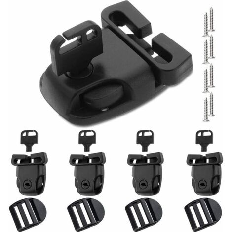 Paquete de 4 pestillos de repuesto para cubierta de jacuzzi con llave y kit de reparación deslizante para pestillo defectuoso, color negro (1/4)