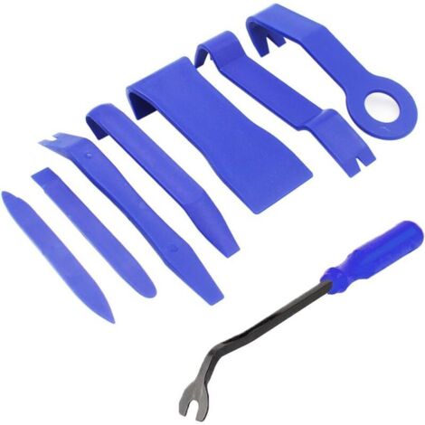 Juego de 8 herramientas multifuncionales para la instalación y extracción de molduras interiores de radio y audio de coche, herramienta de palanca de instalación. (1/4)