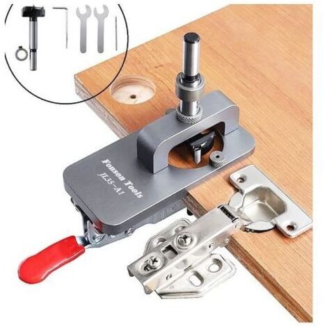 Plantilla para bisagras de 35 mm, para puertas y muebles, oculta, punzón y guía de taladro para carpintería. (1/4)