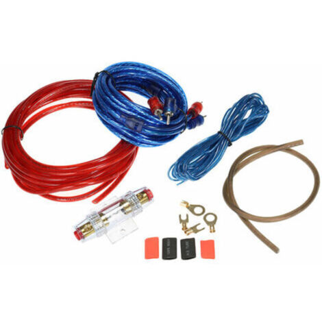 Kit de instalación de amplificador de subwoofer de audio para automóvil de 1500 W, kit de cableado de amplificador RCA, portafusibles, cable de 4,5 m, calibre 10