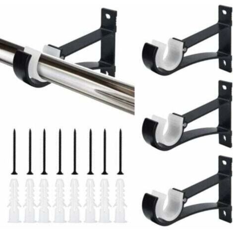 Soportes de barra de cortina de aleación de aluminio, paquete de 4, soporte de barra de cortina de 46 pulgadas, soporte resistente a la corrosión con tornillos y tubo de expansión para sala de estar, (1/4)