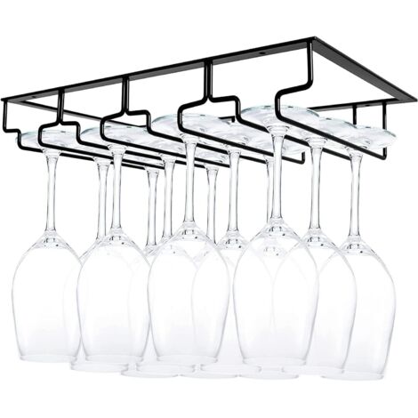 Estante para vinos, porta copas, estante colgante para copas de vino, estante para copas con 4 filas que puede contener de 8 a 12 copas de vino (1/5)