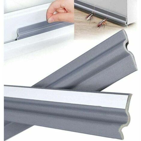 Burlete aislante impermeable para ventana corrediza en forma de T, color gris, de 5 m (196 pulgadas), autoadhesivo de espuma de PU para puertas exteriores de aluminio en climas fríos, color gris. (1/4)