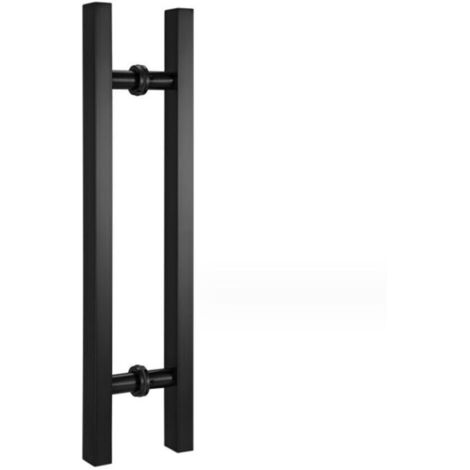 Manija para puerta corrediza de granero, doble cara, en forma de H, para puertas de vidrio o madera, acero inoxidable, negro mate (50 cm)