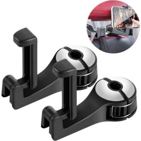 Gancho universal para reposacabezas trasero de coche, gancho para asiento de coche con soporte para teléfono móvil, bolsos y bolsas de la compra. (1/4)