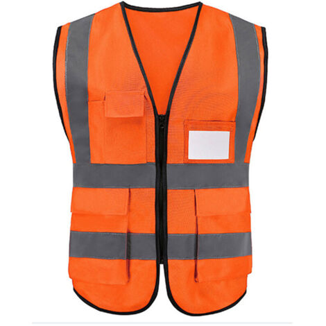 Chaleco de seguridad Chaleco de seguridad reflectante con rayas reflectantes con cremallera y bolsillos Chaleco de trabajo (1/2)