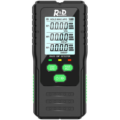(RD630C) Medidor de radiación EMF, detector digital de EMF, medidor portátil de radiación electromagnética EF/MF/RF con pantalla LCD para inspección de EMF