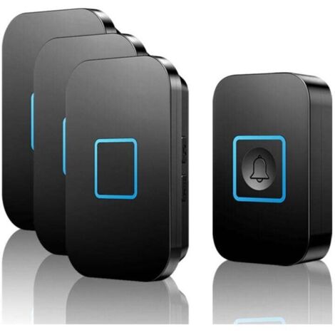 Timbre Inalámbrico, Juego de Timbre Inalámbrico, Alcance de 400 m IP55 Timbre de Puerta Exterior Impermeable con 3 Receptores Enchufables, 60 Melodías, 5 Niveles de Volumen, Simplemente Conecte el Rec (1/4)