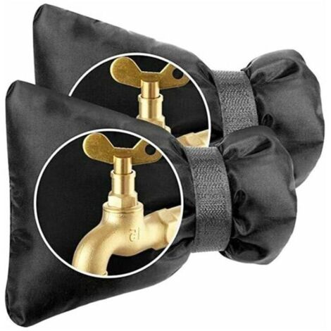Cubierta de grifo para exterior, paquete de 2, impermeable, con aislamiento térmico, para invierno, color negro (1/4)