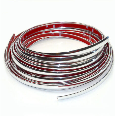 Tiras cromadas para coches, 6 mm x 5 m, tiras adhesivas cromadas para la decoración exterior de las ventanas de la carrocería (6 mm x 5 m) (1/4)