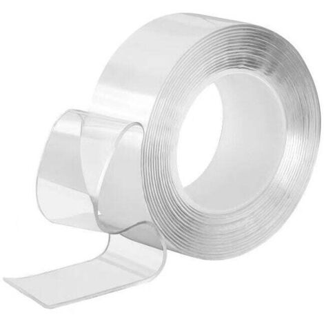 Cinta adhesiva de doble cara nano extrafuerte, extra ancha, de montaje resistente, transparente para pósteres, pinturas y decoraciones (5 m x 3 cm) (1/4)