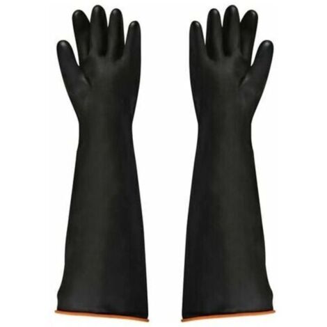 Guantes industriales de látex negro, resistentes a ácidos y álcalis, gruesos, brillantes y antiquímicos, para minería, agricultura, silvicultura, pesca y seguridad laboral.