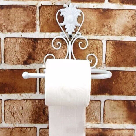 Portarrollos de papel higiénico de pared, porta rollos de papel higiénico vintage, toallero, portarrollos de baño (blanco)