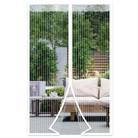 Mosquitera magnética para puerta (140 x 220 cm), cierre automático, kit de instalación y tiras adhesivas. (1/4)