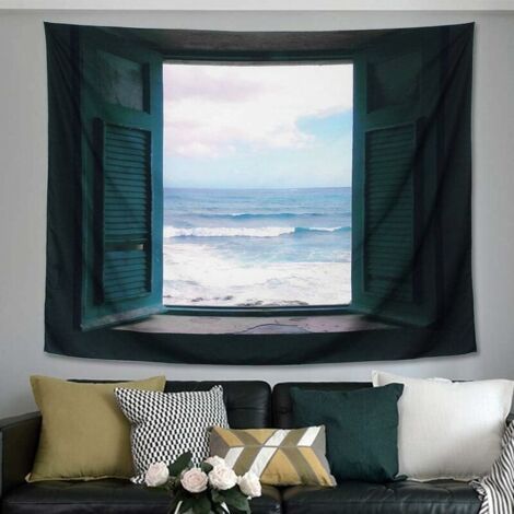 Tapiz oceánico con paisaje 3D, estampado colorido, para habitación infantil, dormitorio, sala de estar, psicodélico, poliéster, 200 x 150 cm (1/4)