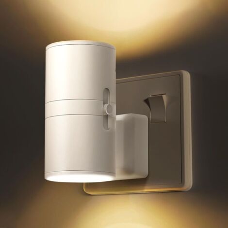 Luz nocturna de pared enchufable, paquete de 1 luz nocturna moderna con sensor crepuscular, brillo ajustable de 0 a 100 lm, blanco cálido de 3000 K, luz nocturna regulable para pasillo, baño y dormito