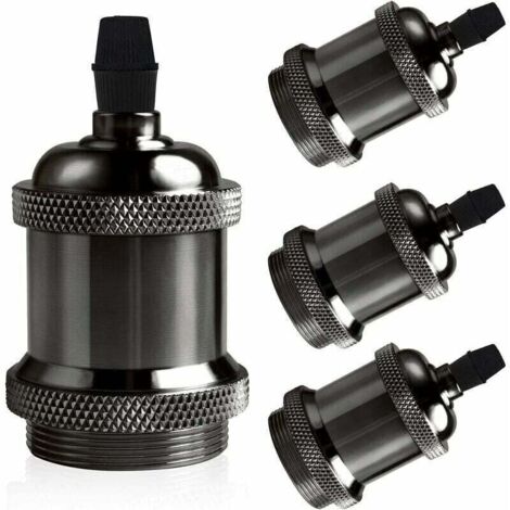 Portalámparas vintage E27, lámpara colgante retro Edison, adaptador de cerámica sólida, 4 casquillos de color negro perla. (1/4)