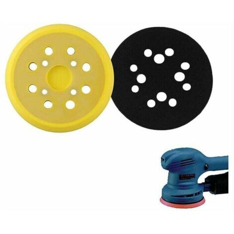 Almohadilla de lijado redonda de 125 mm con 8 agujeros, soporte de PU para lijadora, repuesto de almohadilla de soporte suave (amarilla) (1/4)
