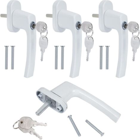 Manija de ventana de aluminio con cerradura de 4 piezas, 8 tornillos y 8 llaves, cerradura de seguridad para niños para ventanas estándar y puertas francesas.