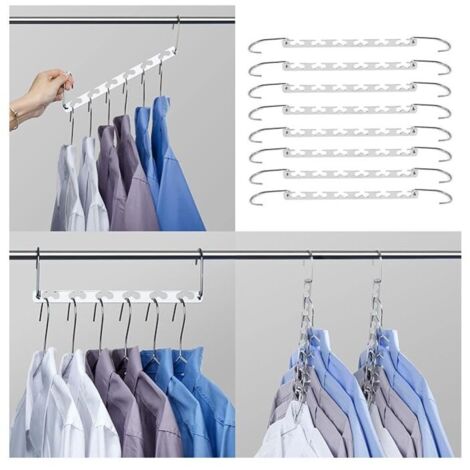 perchas mágicas para ahorrar espacio, perchas multifuncionales de acero inoxidable, prácticas y duraderas, organizadoras para guardar ropa en el armario.