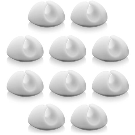 10 clips para cables, gestión de cables, fijación de cables, organizador de cables para cables de hasta 8 mm, clips para cables, fijación de cables, gestión de cables, blanco (1/4)