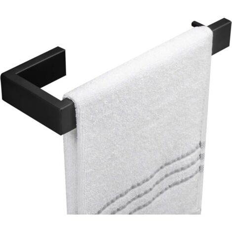 Toallero de pared para baño, barra de acero inoxidable negro mate, 1 unidad (1/4)