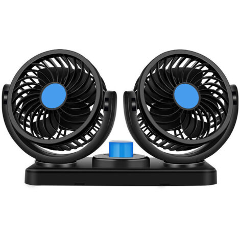 Ventilador de aire acondicionado grande de 12 V con doble cabezal USB, ventilador eléctrico pequeño para coche, ajustable a dos velocidades (1/4)