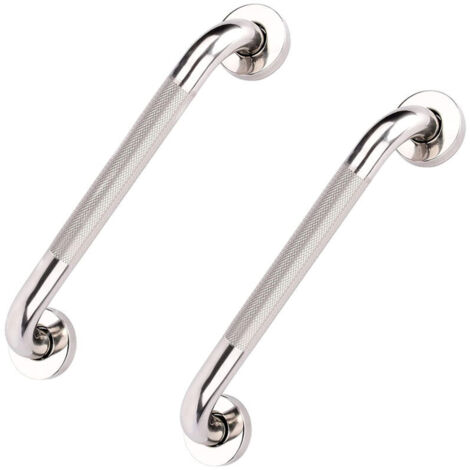 Barra de apoyo para baño antideslizante de dos piezas, de acero inoxidable, 40 cm, color cromo-plata (1/4)