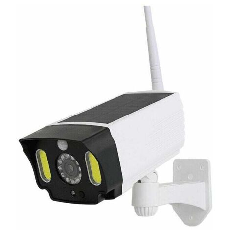 XVX - Cámara de seguridad solar simulada con alarma antirrobo para exteriores, con detección de movimiento. Cámara de seguridad LED impermeable con luz LED roja intermitente y 20 LED.