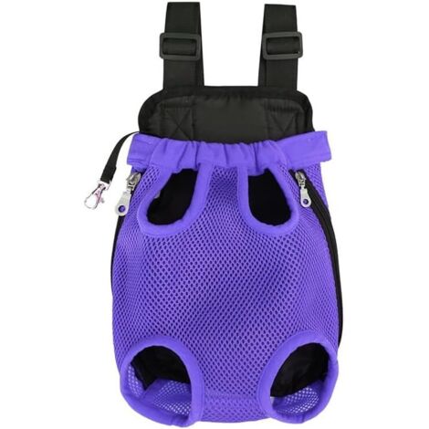Mochila de viaje para mascotas - Diseño ventilado de carga frontal con patas extensibles Segura y cómoda para gatos, cachorros y perros pequeños Apta para viajes en aerolíneas (Mediana, Morado oscur