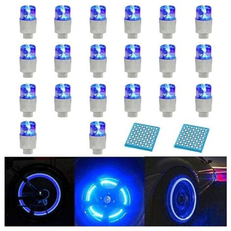 20 luces LED para válvulas de rueda, para tapas de válvulas de neumáticos de motocicletas, coches y bicicletas. (1/4)