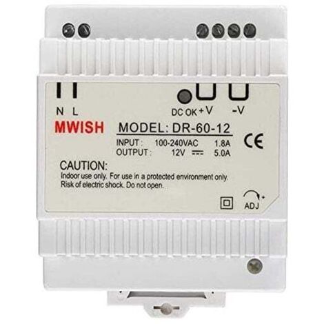 Transformador modular monobloque para videoportero 12V/5,0A, DR-60-12 Fuente de alimentación 100-240V Fuente de alimentación profesional para estándar-937856mm