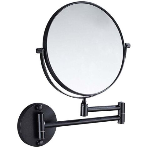 Espejo de baño telescópico, espejo de tocador plegable, espejo de belleza, espejo de baño de pared, espejo de aumento, negro, 1 pieza. (1/3)