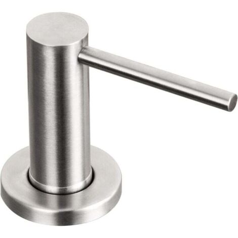 Dispensador de jabón para fregadero de cocina, níquel cepillado, acero inoxidable, bomba de encimera, botella de loción de manos incorporada, botella de loción incorporada