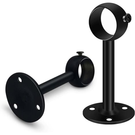 Juego de 2 soportes resistentes para barra de cortina de color negro para barras de techo, soportes para barra de cortina de 25 mm fabricados en acero inoxidable, soporte para barra de cortina para ar (1/4)