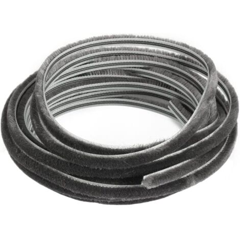 Cepillo de sellado, 10 m (largo) x 7 mm (ancho) x 6 mm (profundidad). Burlete autoadhesivo para marcos de ventanas. Burlete de fieltro de alta densidad. Burlete para puertas.