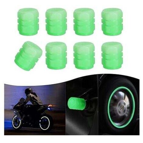 Tapa de válvula fluorescente (verde), paquete de 8 válvulas luminosas a prueba de polvo, de uso universal, cubierta luminosa para vástago de válvula, accesorio decorativo para autos, camionetas, SUV y (1/4)